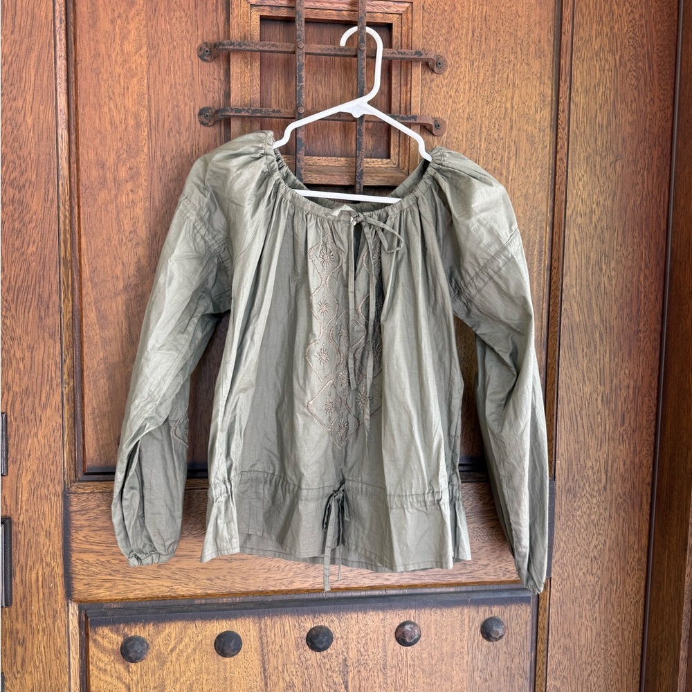 100% cotton Olive Green Long Sleeve Blouse size S